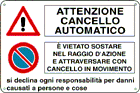 2935 - Cartello multisimboloieto Attenzione cancello autom