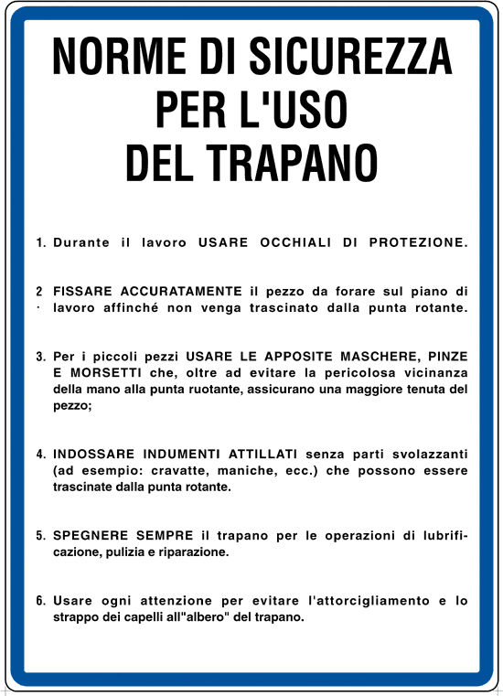 3758 - Cartello NORME USO TRAPANO