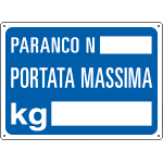 4843 - Cartello informazione PARANCO N. PORTATA MASSIMA