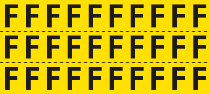 902F - Foglio n.30 etichette adesive G/N lettera F