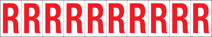 914R - Foglio n.10 etichette adesive B/R lettera R
