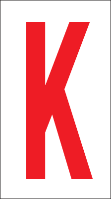 917K - Foglio n.1 etichette adesive B/R lettera K