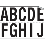 936AJ - Foglio n.10 etichette autoadesive B/N lettere da A a J