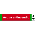 99B212NAD - foglio da 5 etichette fondo rosso  "ACQUA ANTINCENDIO" freccia dx