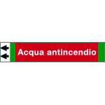 99B212NAS - foglio da 5 etichette fondo rosso  "ACQUA ANTINCENDIO" freccia sx