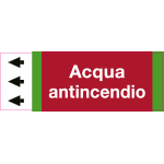 99B212NDS - foglio da 5 etichette fondo rosso  " ACQUA ANTINCENDIO" sinistra