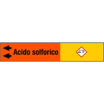 99B580NAS - foglio da 5 etichette fondo arancione "ACIDO SOLFORICO"freccia sx
