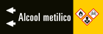 99C250NBS - foglio da 5 etichette fondo nero "ALCOOL METILICO" sinistra
