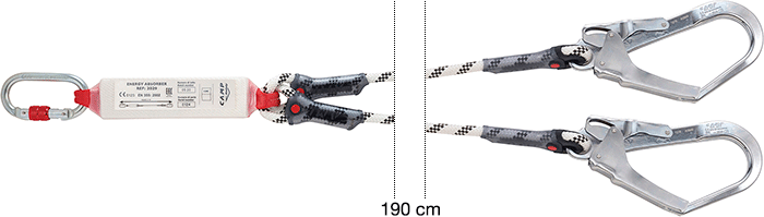 ANC5030201 - cordino a Y con assorbitore di energia e 3 moschet.lungh.190 cm.