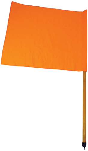 BSL108 - bandierina segnaletica per movieri arancio fluorescente asta in legno