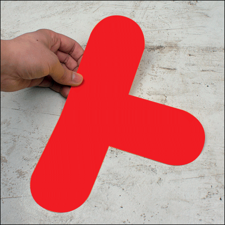 DMT3R - conf.10 delimitatori ades.pallet a T SAFE IN dim.300x200mm col.ROSSO