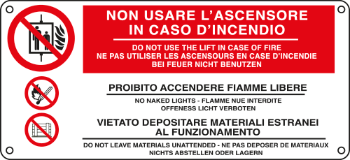 E16142K - Cartello divieto non usare ascensore in caso... UNI ISO 7010