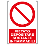 E18020X - Cartello divieto depositare sostanze infiammabili EN ISO 7010