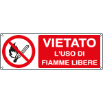 E18026K - Cartello divieto vietato l'uso di fiamme libere EN ISO 7010