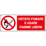 E1822W - Cartello divieto vietato fumare usare fiamme libere EN ISO 7010