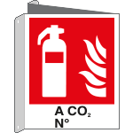 E20126BIW - cartello bifacciale estintore a co2 EN ISO 7010
