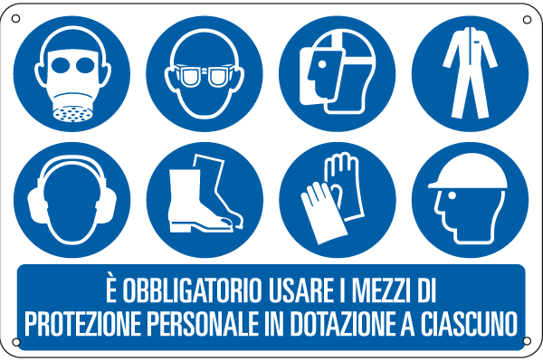 E2656 - Cartello obbligo usare mezzi di protezione personale EN ISO 7010