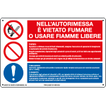 E29692 - Cartello multisimbolo VIETATO FUMARE O USARE FIAMME LIBERE