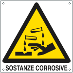 E400502W - Cartello pericolo sostanze corrosive EN ISO 7010