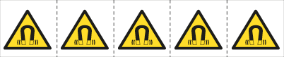 E49627MS - foglio n.5 etichette adesive 60x60 Pericolo campo magn....EN ISO 7010