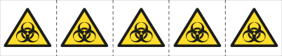 E49631MS - foglio n.5 etichette adesive 60x60 Pericolo biologico.....EN ISO 7010