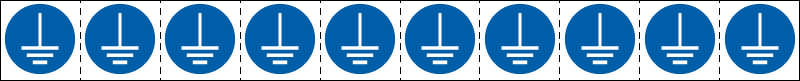 E49880NS - foglio n.10 etichette adesive 30x30 Obbligo messa a terra EN ISO 7010