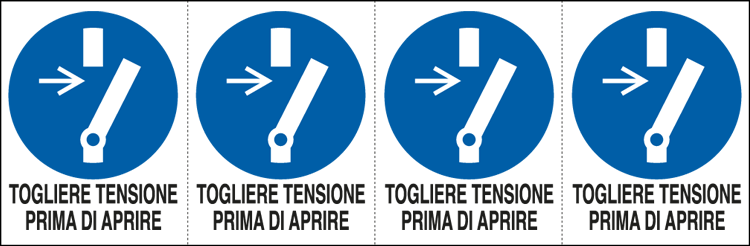 E9540B - Foglio 4 etichette togliere tensione prima di aprire EN ISO 7010