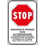 FA5623Y - Cartello scatolato STOP Prorieta privata