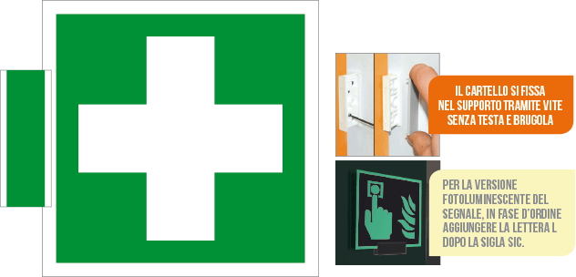 SICE15101BG - sistema COLORFIX VERDE bifacciale Pronto soccorso EN ISO 7010