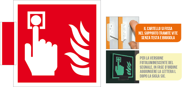 SICE15117BG - sistema COLORFIX ROSSO bifacciale Pulsante Antincendio EN ISO 7010