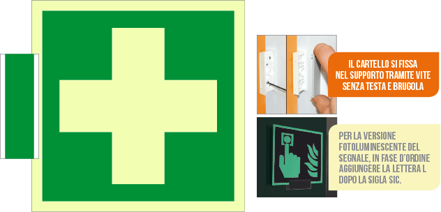 SICLE15101BG - sistema COLORFIX VERDE bifacc. luminescente Pronto soccorso ISO 7010