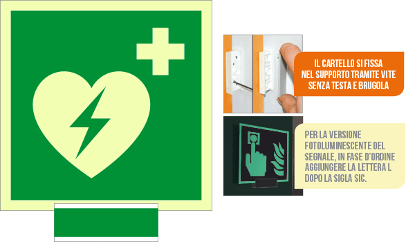 SICLE15156A - sistema COLORFIX VERDE monofacc.luminescente Defibrillatore ISO 7010