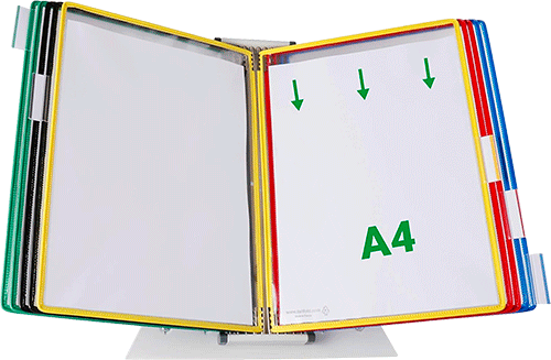 SMCA109 - leggio da tavolo con 10 buste formato A4 colori assortiti