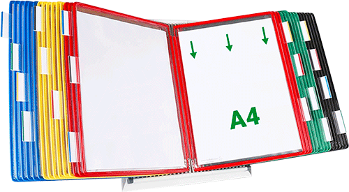 SMCA309 - leggio da tavolo con 30 buste formato A4 colori assortiti