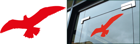 VEU100R - sagoma di volatile anticollisione colore ROSSO larghezza mm 100