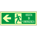 [EL720101WP] EL720101WP - Cartello luminescente DIN "uscita di emergenza" freccia sx EN ISO 7010