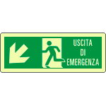 [EL720107WP] EL720107WP - Cartello luminescente DIN uscita eergenza freccia basso sx EN ISO 7010