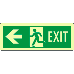 [EL720201WP] EL720201WP - Cartello fotoluminescente uscita emergenza sinistra EXIT