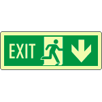 [EL720204KP] EL720204KP - Cartello luminescente DIN Exit freccia indietro EN ISO 7010