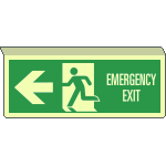 [EL720301SKP] EL720301SKP - cartello sospeso bifacciale lumin.uscita emergenza a sx. EN ISO 7010
