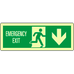 [EL720304XP] EL720304XP - Cartello luminescente DIN Emerg.Exit freccia indietro EN ISO 7010