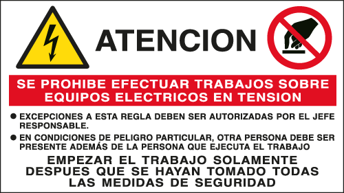 [EYS91530E] EYS91530E - Sheet n. 3 label ATENCION SE PROHIBE EFECTUAR TRABAJOS...EN ISO 7010