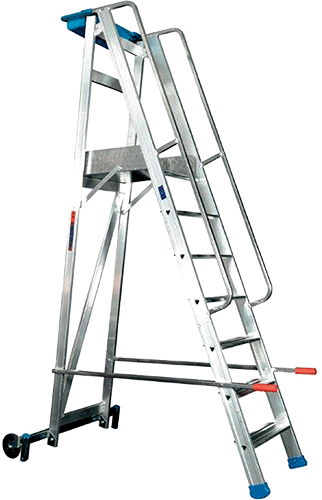 [HSP140] HSP140 - Scala a castello D.Lgs 81 in alluminio n.8 gradini h. totale 3,00 mt.