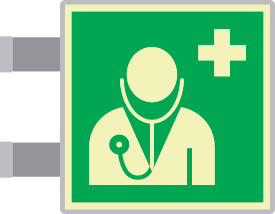 [SEMLE15118BG] SEMLE15118BG - targa bifacciale fotoluinescente METAL Personale medico EN ISO 7010