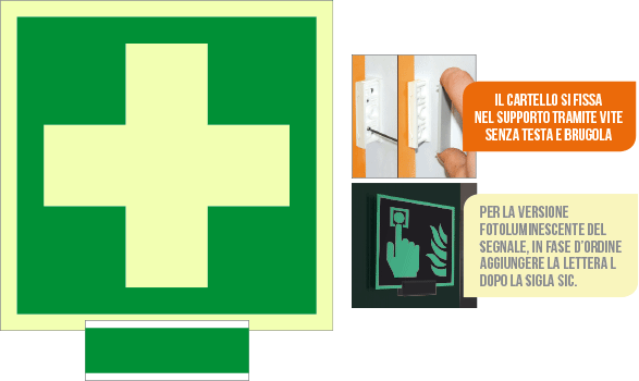 [SICLE15101G] SICLE15101G - sistema COLORFIX VERDE monofacciale luminescente P.Soccorso ISO 7010