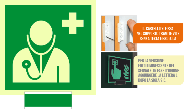 [SICLE15118A] SICLE15118A - sistema COLORFIX VERDE monofacc.luminescente Pers.Medico EN ISO 7010