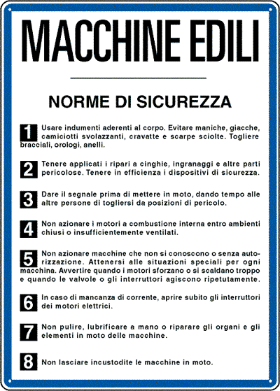 [3613] 3613 - Cartello NORME PER MACCHINE EDILI