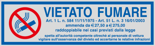 [96702] 96702 - Etichette argento vietato fumare per vetture private