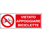 [1876KS] 1876KS - Etichetta divieto vietato appoggiare biciclette