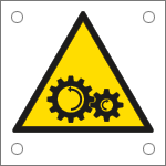 [49620N] 49620N - Cartello alluminio pericolo organi in moto
